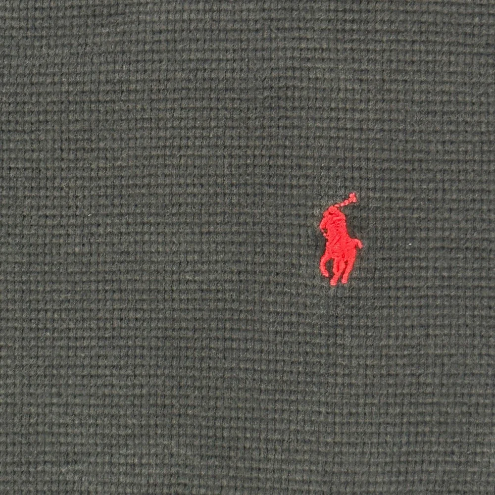 Polo Ralph Lauren Mens 2XL Black Waffle Knit Thermal Long Sleeve Shirt Red Pony